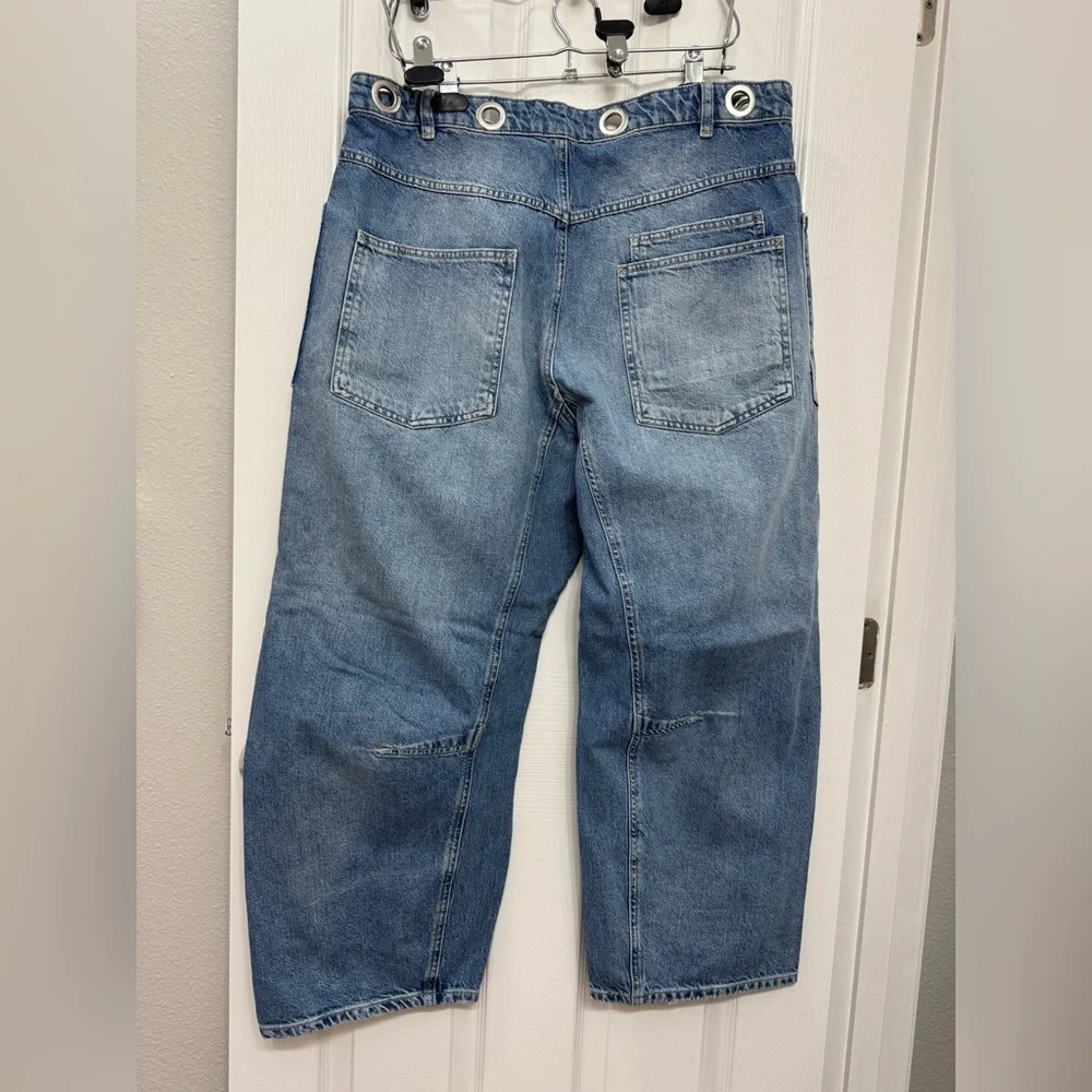 We The Free Patchwork Utility Jeans Size 31 | Grommet Waist | Drawstring Missing - Picture 4 of 8